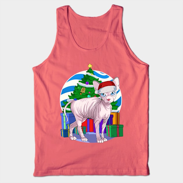 Sphynx Cat Santa Christmas Gift Tank Top by Noseking